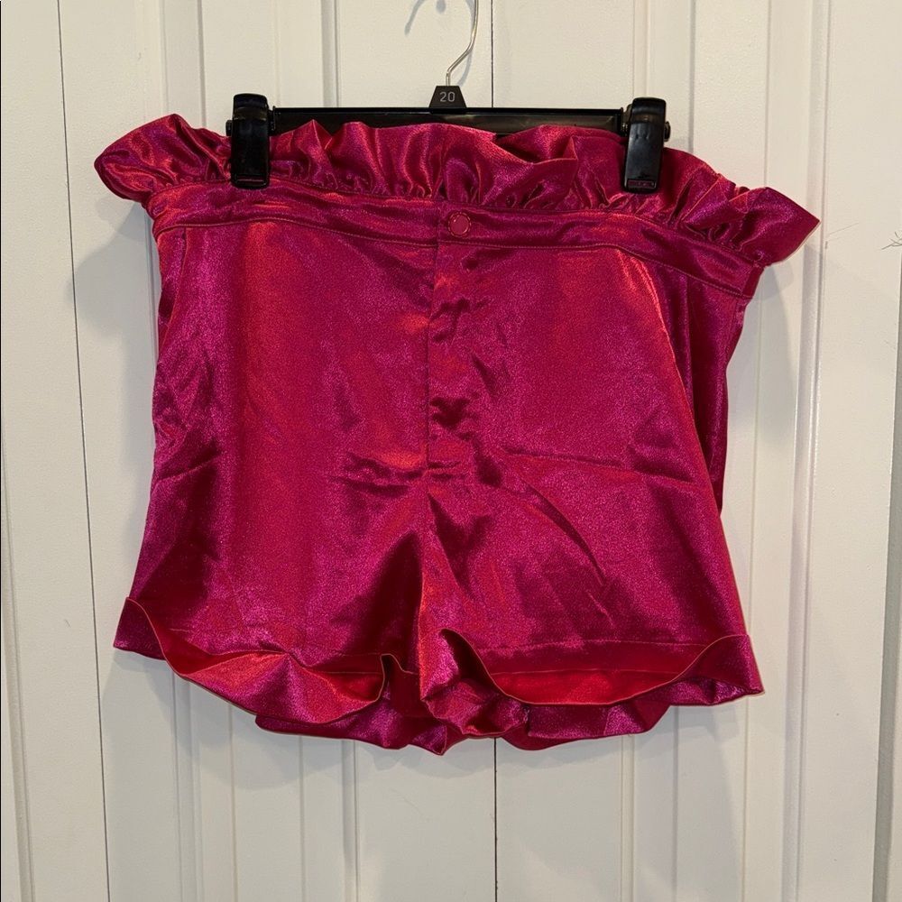 SHEIN Vibrant Pink Satin Blouse